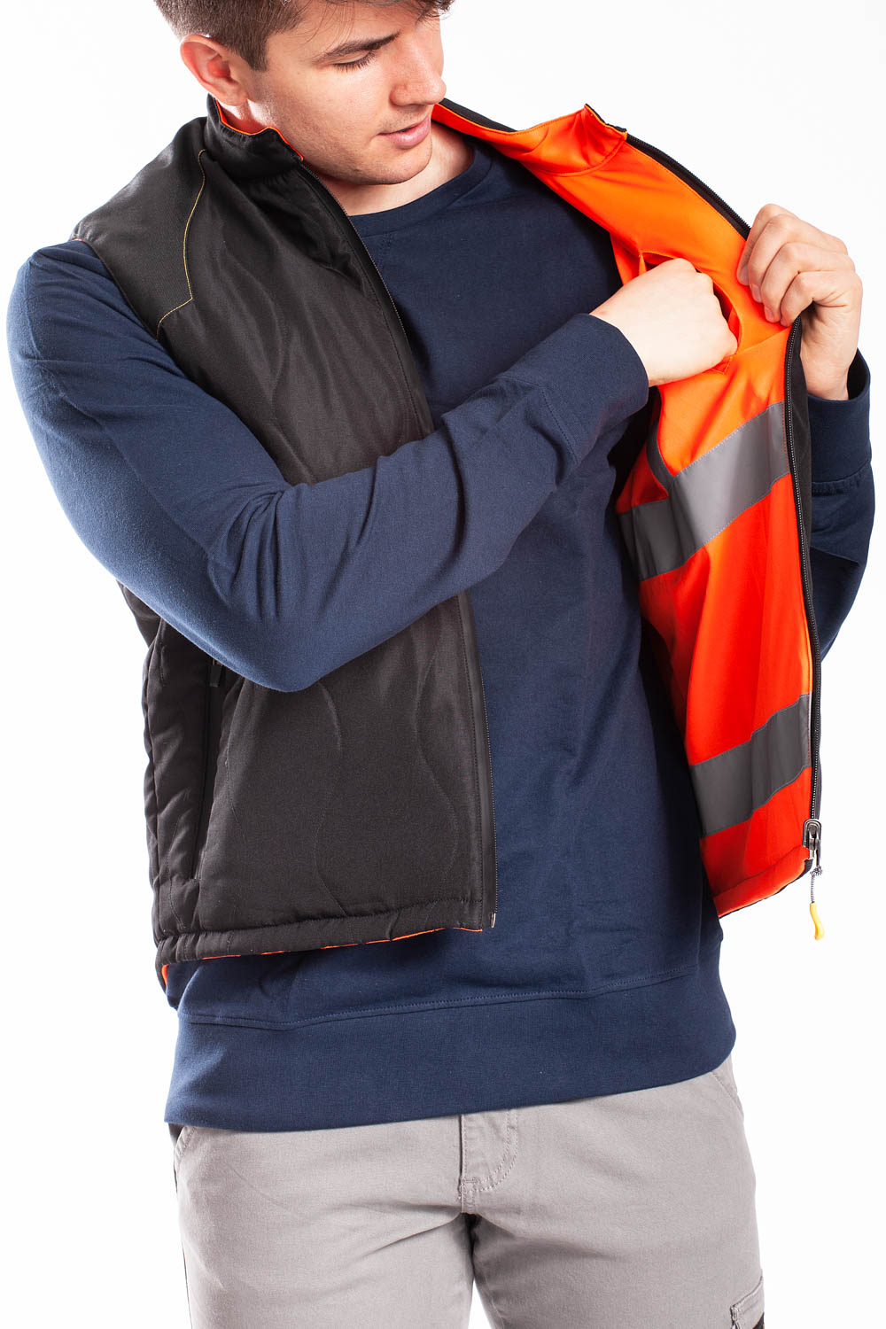Gilet Uomo Trapuntato Reversibile Con Cappuccio – Senza Maniche Per Mezze Stagioni E Sport