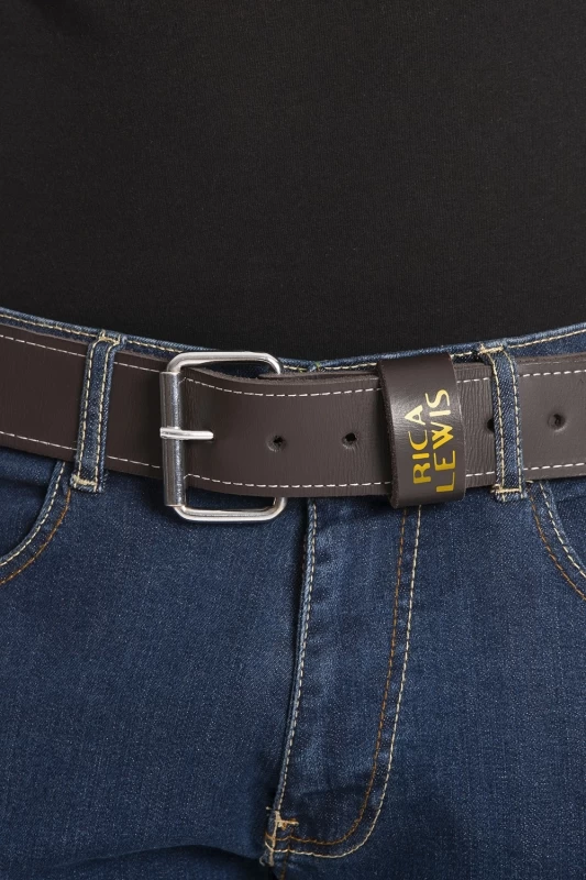 Cintura in pelle con fibbia in acciaio CAPTAIN
