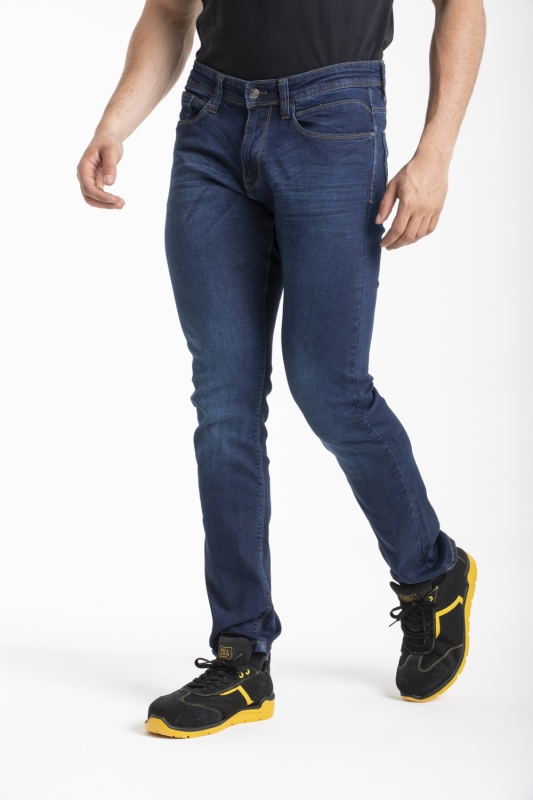 Jeans de travail coupe droite ajustée denim brossé stretch