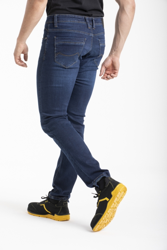 Jeans de travail coupe droite ajustée denim brossé stretch
