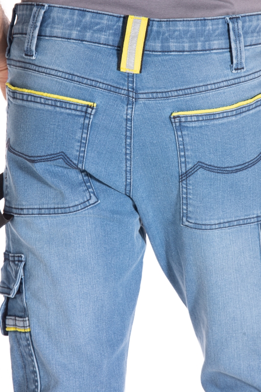 Jeans da lavoro denim elasticizzato con bande riflettenti CLARO